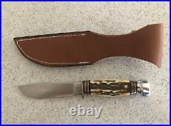 Vintage Marbles 9 Knife with Stag/Aluminum handle and Leather Sheath