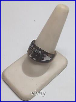 Vintage Men's Ring Horn SAMOA Inlay With Abalone And Silver Size 9. Unusual