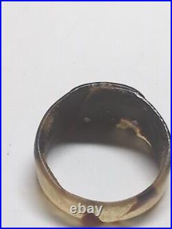 Vintage Men's Ring Horn SAMOA Inlay With Abalone And Silver Size 9. Unusual