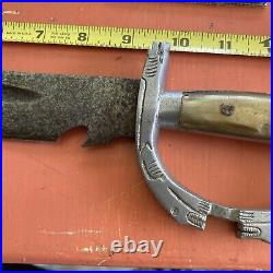 Vintage Mexican D-Guard Bowie Knife With Eagles 13 1/2 Long No Sheathing