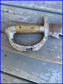 Vintage Mexican D-Guard Bowie Knife With Eagles 13 1/2 Long No Sheathing