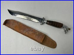 Vintage Mexican Oaxaca EAGLE HEAD Bowie Knife WITH SHEATH