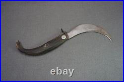 + Vintage Mexican Saca Tripas Folding Knife With Carved Horn Handle +