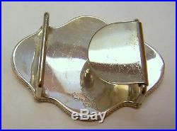Vintage Ornate Sterling Silver Belt Buckle By Broken Horn With Gold Accent