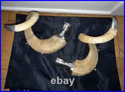 Vintage Pair Genuine Cusi Silver Ram's Horn Candlestick Candle Holders