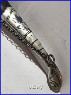 Vintage RUSSIAN 875 Niello Silver Drinking Wine Horn with Bird Head