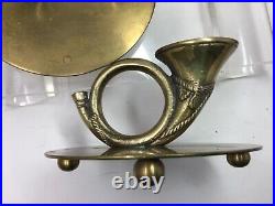 Vintage Ralph Lauren Musical Horn Style Solid Brass Candlestick Holders