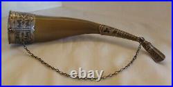 Vintage Russian Drinking Horn Combined With 875 Niello Silver & Duck Head