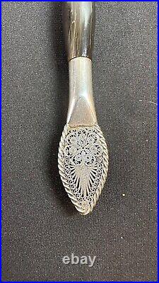 Vintage Solid Silver with Filigree and Horn Handle Serving Piece