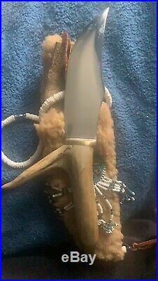 Vintage Stag Horn Casex Bowie Knife-with Fur Holster