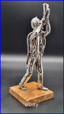 Vintage Sterling Silver 925 Hallmarked Zu Statue Hunter Playing With A Horn