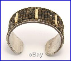 Vintage Sterling Silver Cuff with Bison Horn Buffalo Beads
