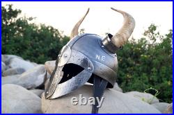 Vintage Viking Helmet With Horn Wing Helmet bronzed finish, Steel Viking Helmet