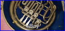 Vintage elkhorn by getzen french horn with case silver tone unit 1