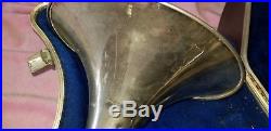 Vintage elkhorn by getzen french horn with case silver tone unit 1