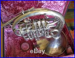 Vintage professional Alexander 5 valve single horn with screw bell and case