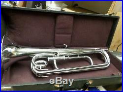 Vintage york bugle horn silver color one valve with original case