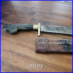 WWII Era Philippines BOLO Hand Forged Steel 16 blade Bowie Knife with sheath
