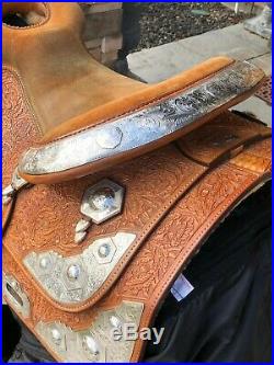 Western Show Saddle-Broken Horn Great with silver on cantle