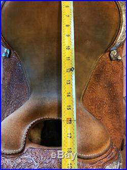 Western Show Saddle-Broken Horn Great with silver on cantle