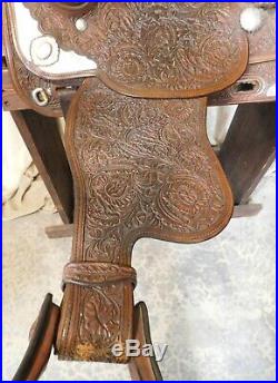 Western Show Saddle Vintage Broken Horn Brand with Sterling Silver