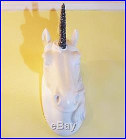 White Unicorn Head with Silver Horn Wall Mount Beautiful Home Decoration