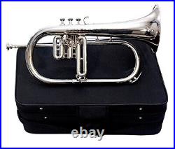 Winter Sale Flugel horn 3 Valve Nickel Bb With Hard case & mouthpiece