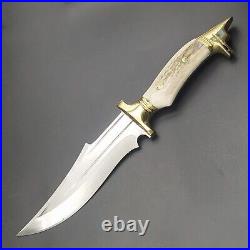 Wolf Knife Custom Engraved 4034 German Steel Hunting Knives Deer Antler Handle