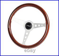 Wooden Mstyle Silver Steering Wheel with Momo horn button, wood steering wheel