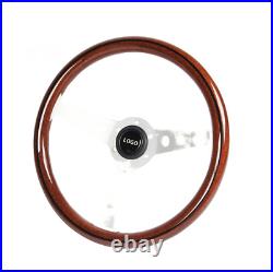 Wooden Mstyle Silver Steering Wheel with Momo horn button, wood steering wheel