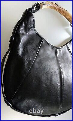 YSL Rive Gauche by Tom Ford Mombasa Bag in Black Leather with Deer Horn M size