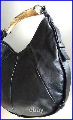 YSL Rive Gauche by Tom Ford Mombasa Bag in Black Leather with Deer Horn M size