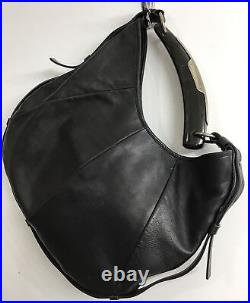 Ysl horn Saddle bag Black Leather Horn Handle Silver Trim Size Medium